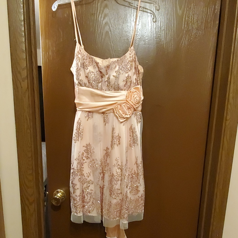 Peachy cocktail dress with Rose Gold glitter